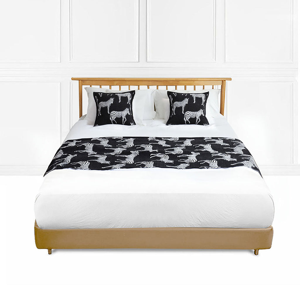 NNEAGS 1.5m Bed Light Luxury Black Zebra Vintage Bed Scarf Runner Bedding Tail Pad Flag For Home Hotel Set of 3