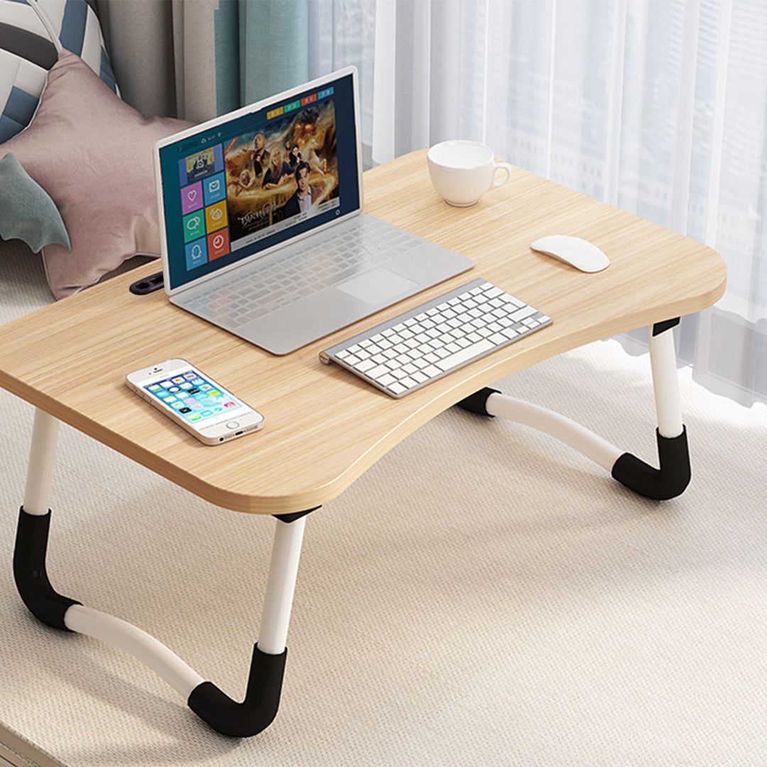 NNEAGS Walnut Portable Bed Table Adjustable Foldable Bed Sofa Study Table Laptop Mini Desk with Notebook Stand Card Slot Holder Home Decor
