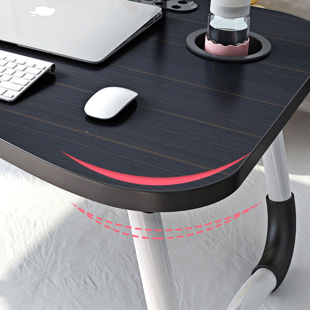 NNEAGS Black Portable Bed Table Adjustable Foldable Bed Sofa Study Table Laptop Mini Desk with Notebook Stand Cup Slot Home Decor