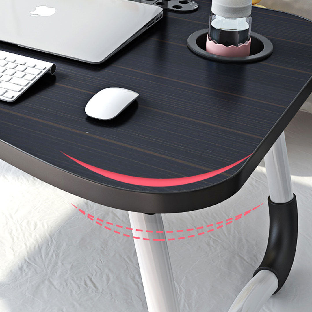 NNEAGS Black Portable Bed Table Adjustable Foldable Bed Sofa Study Table Laptop Mini Desk with Notebook Stand Cup Slot Home Decor