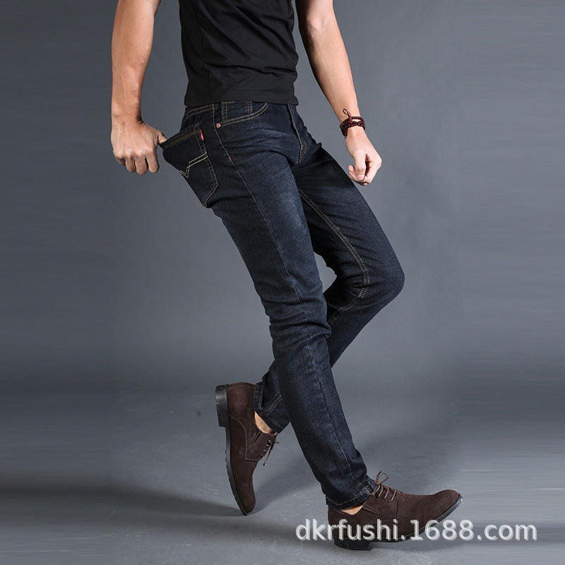 Jeans men's spring and autumn new men's slim-fitting small straight casual stretch jeans men's business trousers men's pants