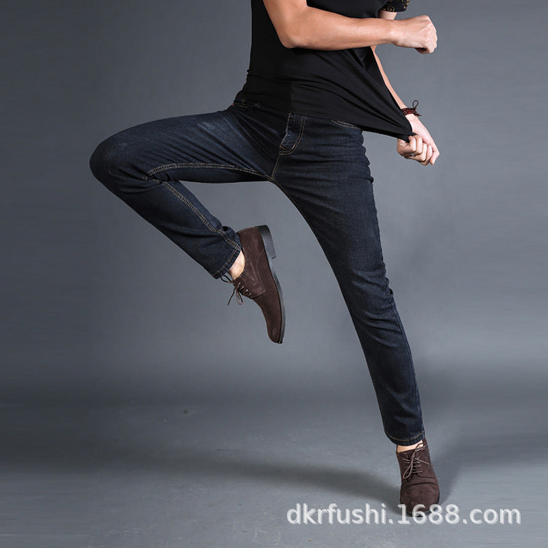 Jeans men's spring and autumn new men's slim-fitting small straight casual stretch jeans men's business trousers men's pants