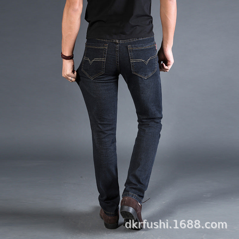 Jeans men's spring and autumn new men's slim-fitting small straight casual stretch jeans men's business trousers men's pants