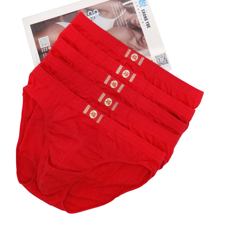 5-pack wholesale men's cotton underpants men's breathable underwear briefs mid waist plus size fat guy panties cross-border