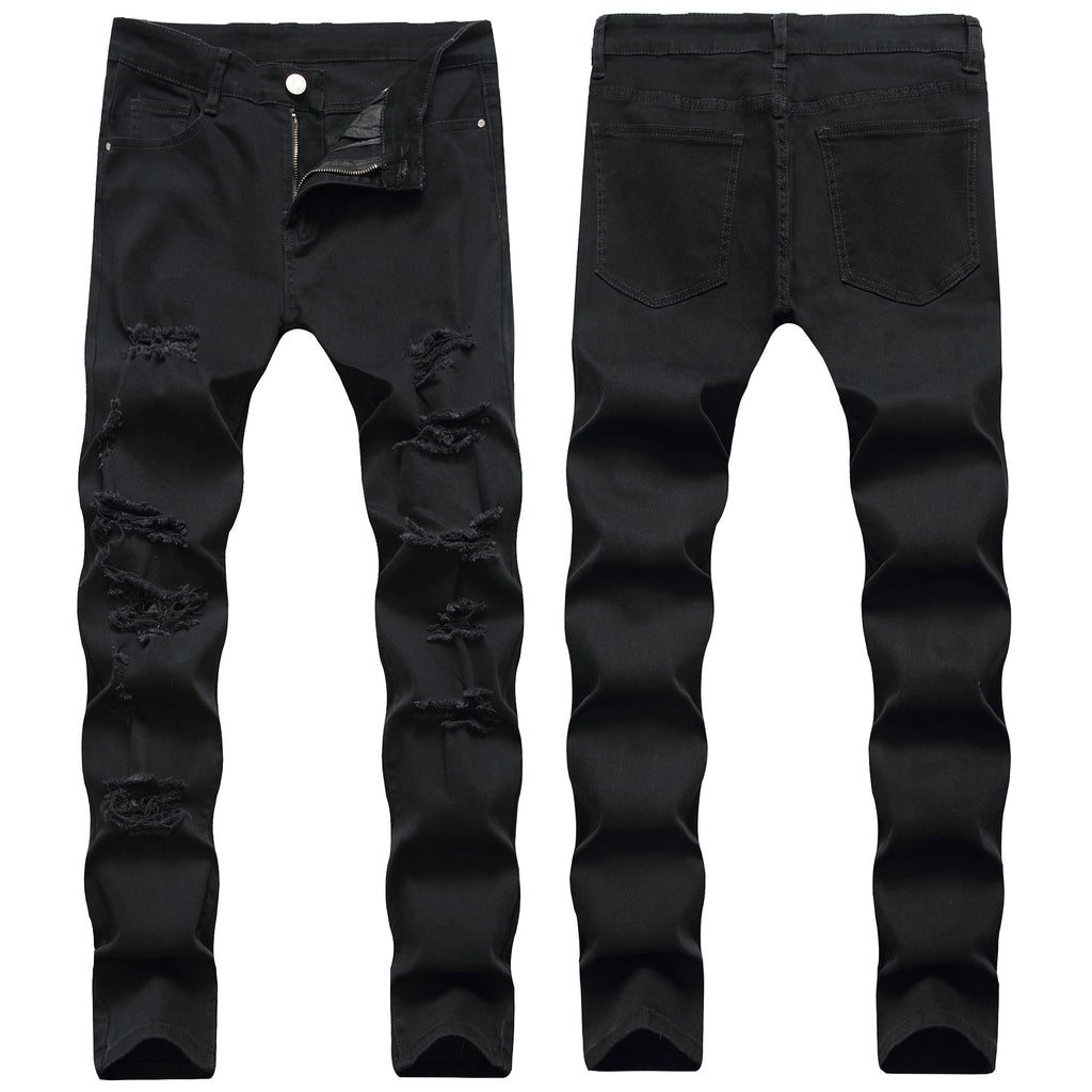 Black jeans men 2022 new elastic ripped men Denim Foreign Trade men's jeans long men jeans