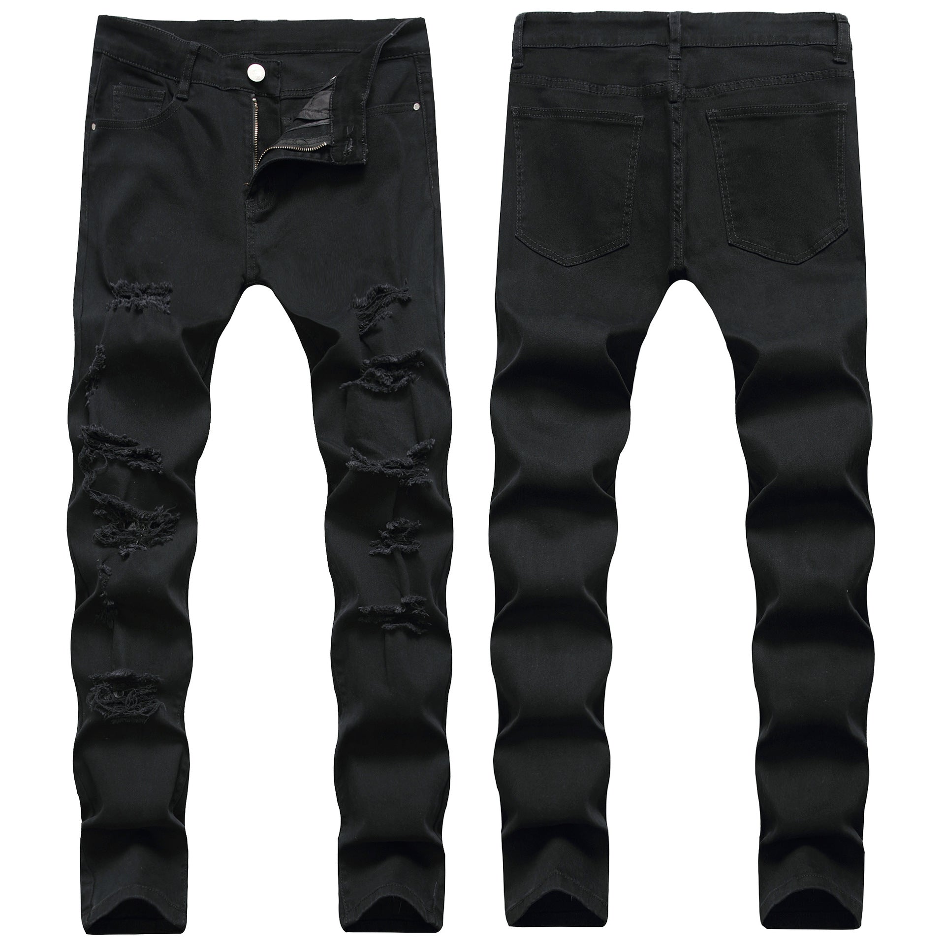 Black jeans men 2022 new elastic ripped men Denim Foreign Trade men's jeans long men jeans