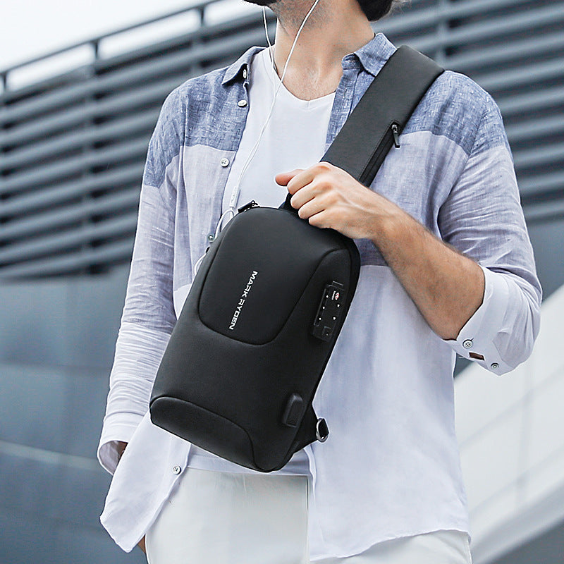 Marco Ledon TSA anti-theft shoulder bag usb rechargeable men's chest bag cross-border Oxford cloth business commute messenger bag