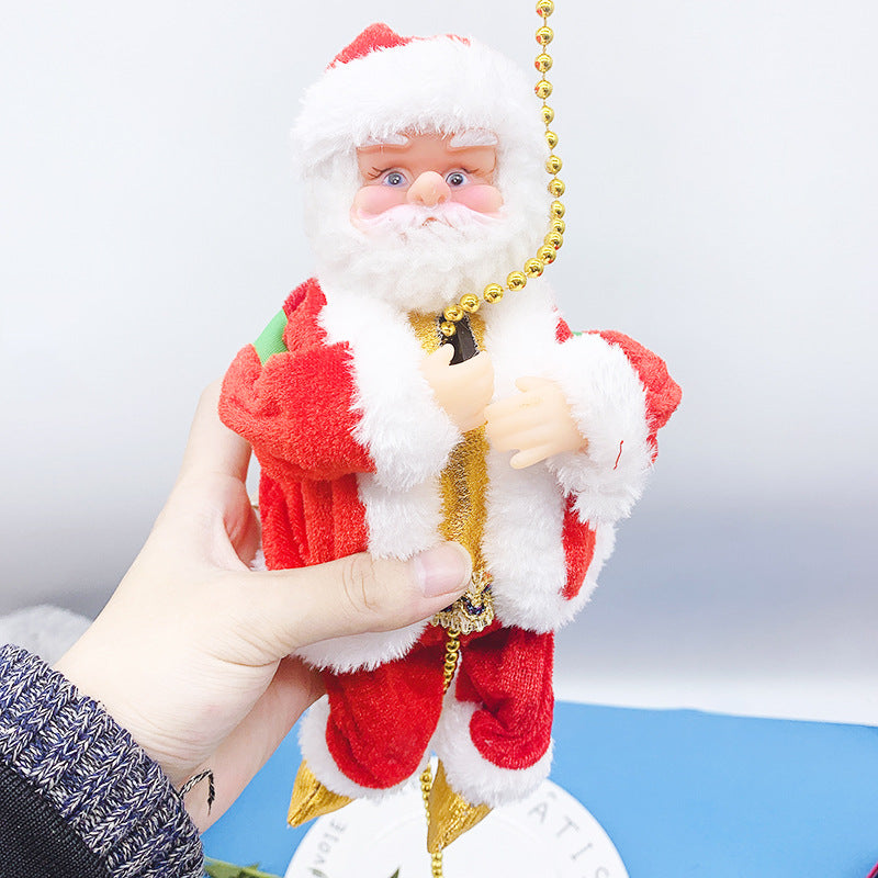 Climbing beads string TikTok plush climbing beads Santa doll toy New Electric Santa Claus shopping mall decoration