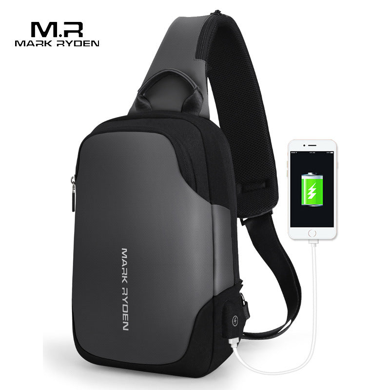 Mark Ryden cross-border new arrival chest Bag Men's multifunctional waterproof shoulder bag business casual USB Messenger bag