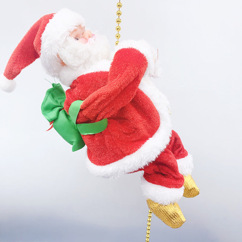 Climbing beads string TikTok plush climbing beads Santa doll toy New Electric Santa Claus shopping mall decoration