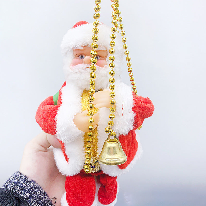 Climbing beads string TikTok plush climbing beads Santa doll toy New Electric Santa Claus shopping mall decoration