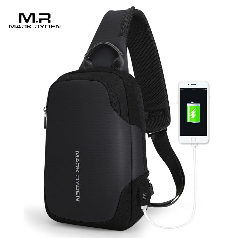 Mark Ryden cross-border new arrival chest Bag Men's multifunctional waterproof shoulder bag business casual USB Messenger bag