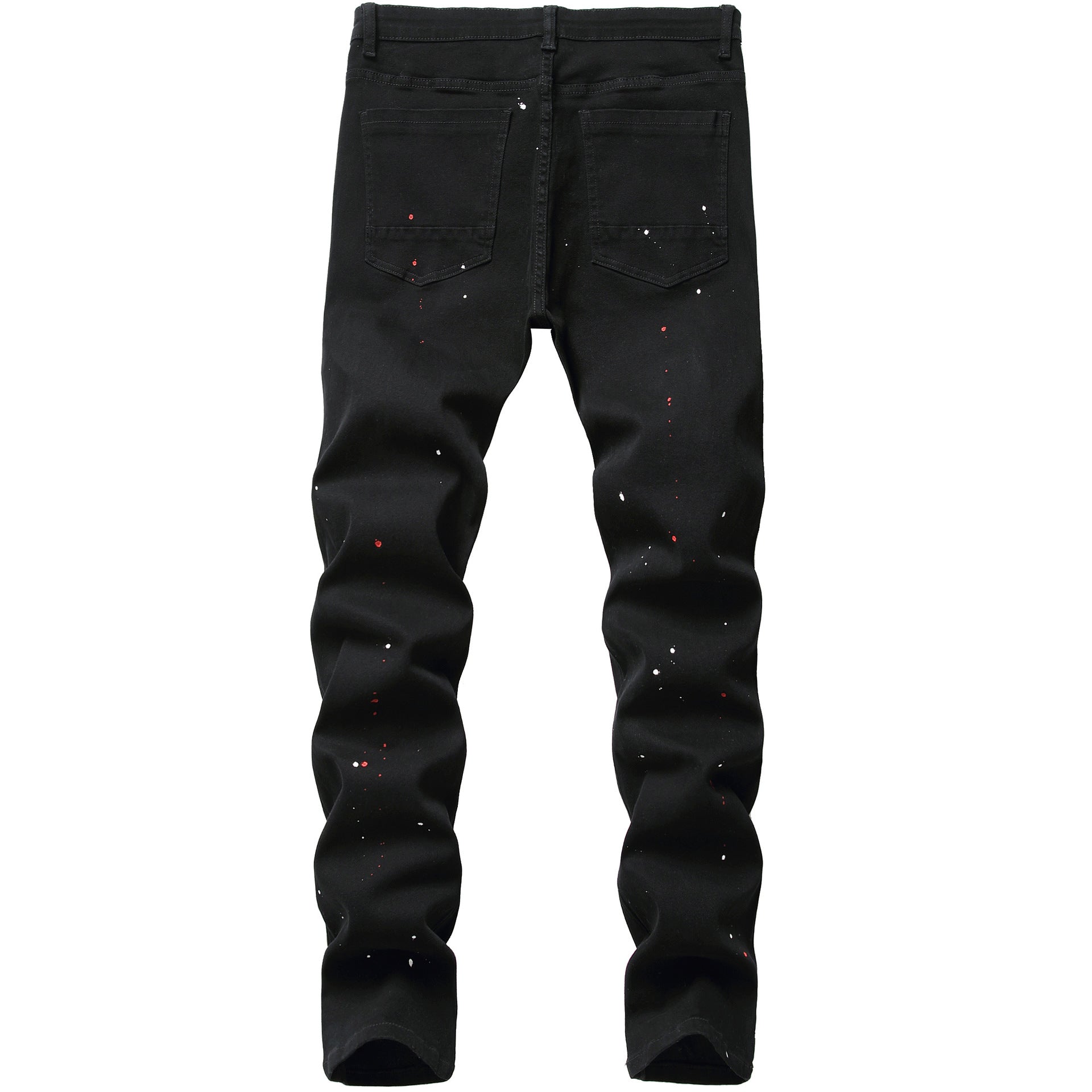 Black jeans men's 2025 new men's jeans fashionable paint men's tapered trousers stretch slim fit men's pants foreign trade