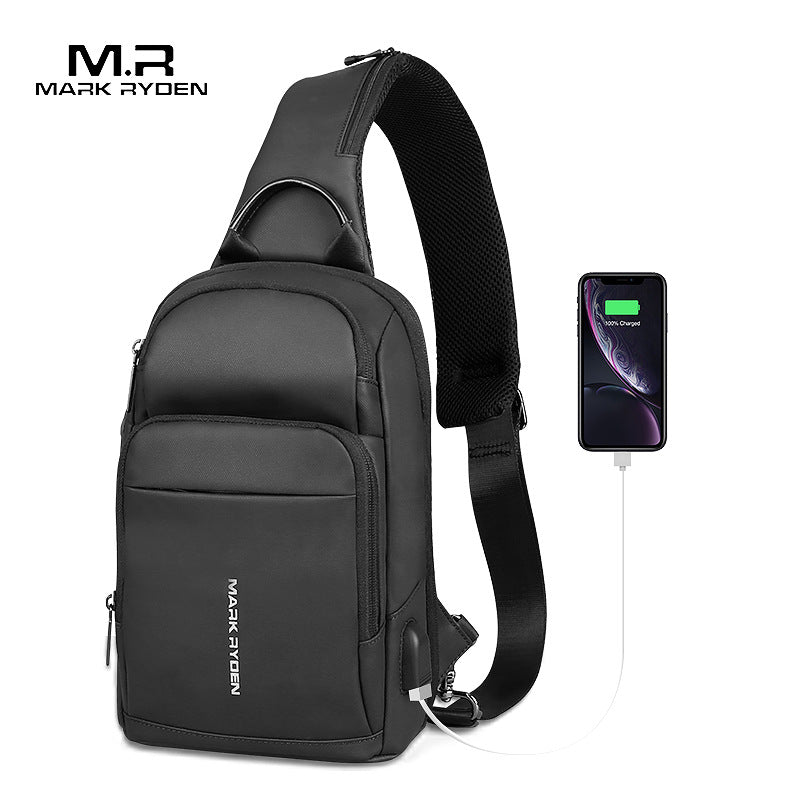 Mark Ryden cross-border new arrival chest Bag Men's multifunctional waterproof shoulder bag business casual USB Messenger bag