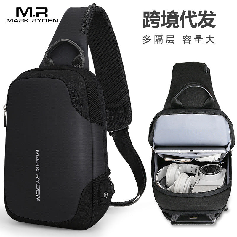 Mark Ryden cross-border new arrival chest Bag Men's multifunctional waterproof shoulder bag business casual USB Messenger bag