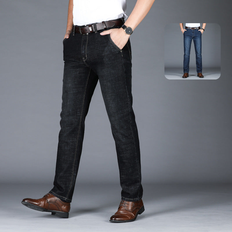 Spring and Autumn men's jeans slim straight business casual trousers men's stretch washed jeans wholesale