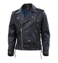Kaan Zipper Leather Biker Jacket for Men's Black