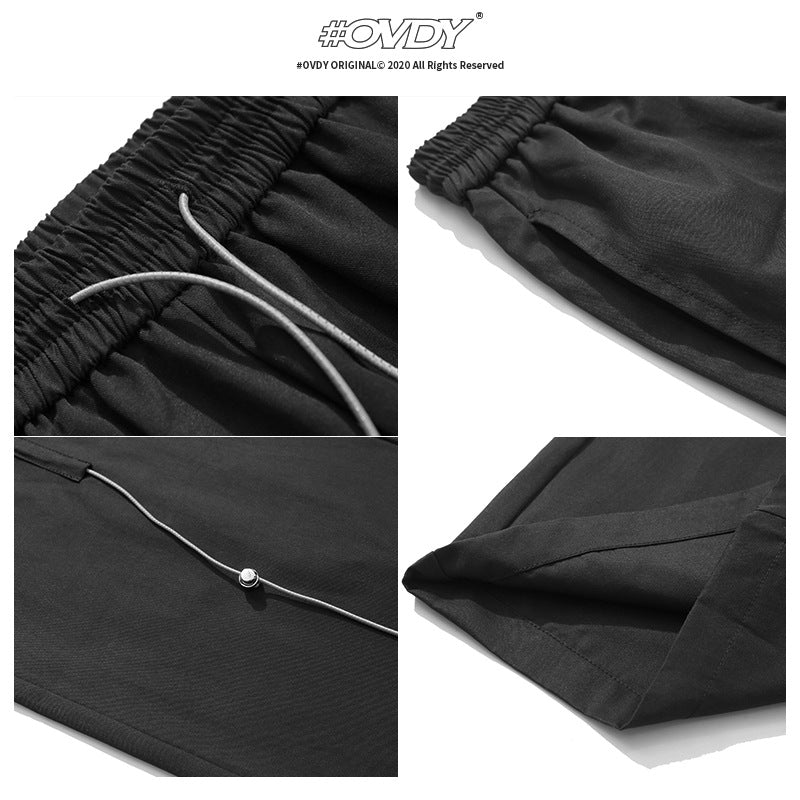 # OVDY men's autumn and winter New European and American fashion brand loose all-matching drawstring reflective solid color casual trousers men