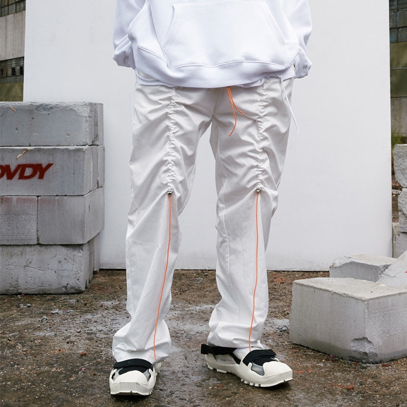 # OVDY men's autumn and winter New European and American fashion brand loose all-matching drawstring reflective solid color casual trousers men