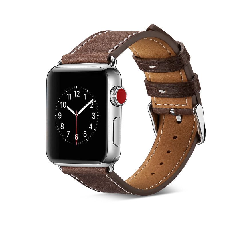 Suitable for Apple Watch plain top layer cowhide Watch strap iwatch smart cow leather Watch strap Apple strap