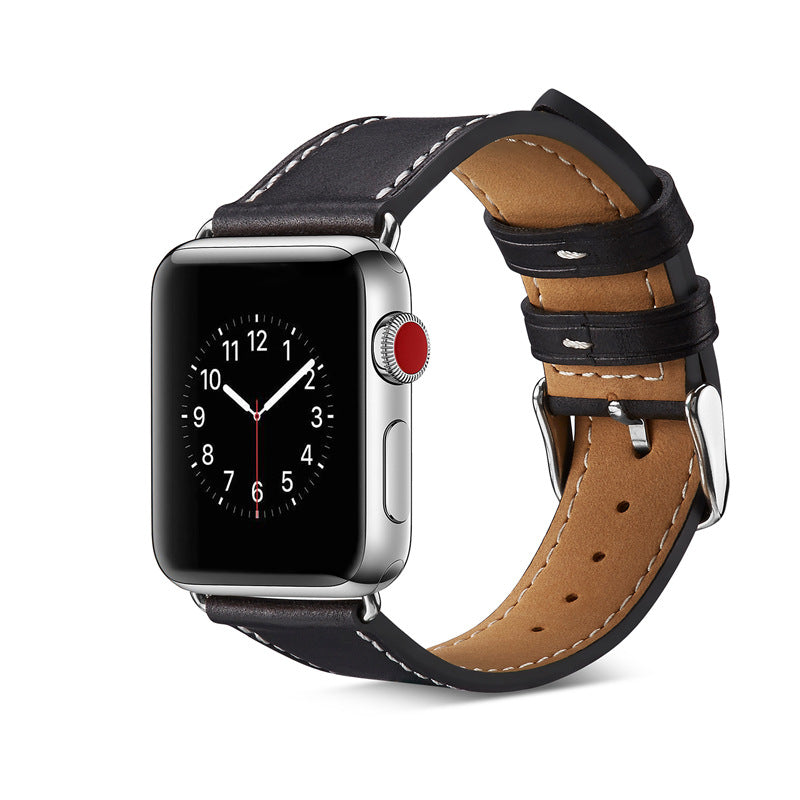 Suitable for Apple Watch plain top layer cowhide Watch strap iwatch smart cow leather Watch strap Apple strap