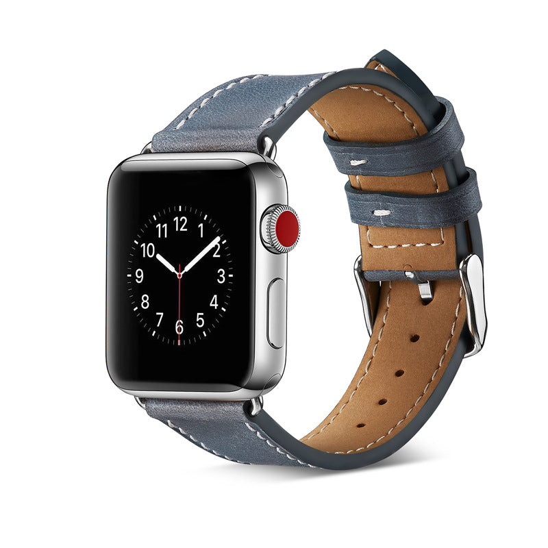 Suitable for Apple Watch plain top layer cowhide Watch strap iwatch smart cow leather Watch strap Apple strap