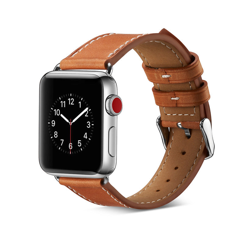 Suitable for Apple Watch plain top layer cowhide Watch strap iwatch smart cow leather Watch strap Apple strap
