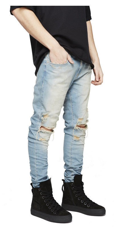 Cross-border new arrival Street Men's ripped jeans men's Korean-style high street personality design men's jeans