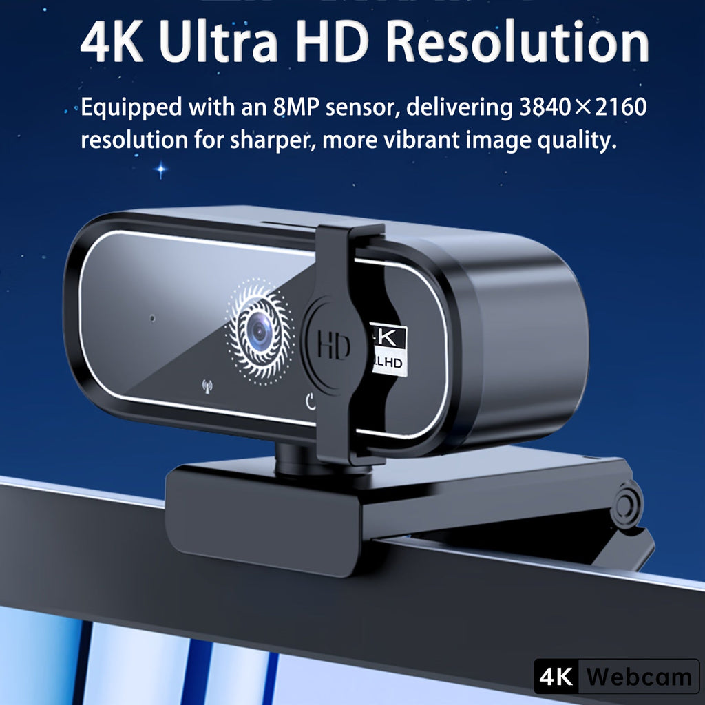 NNETM Webcam with Auto-Focus & Privacy (4K Ultra HD USB)