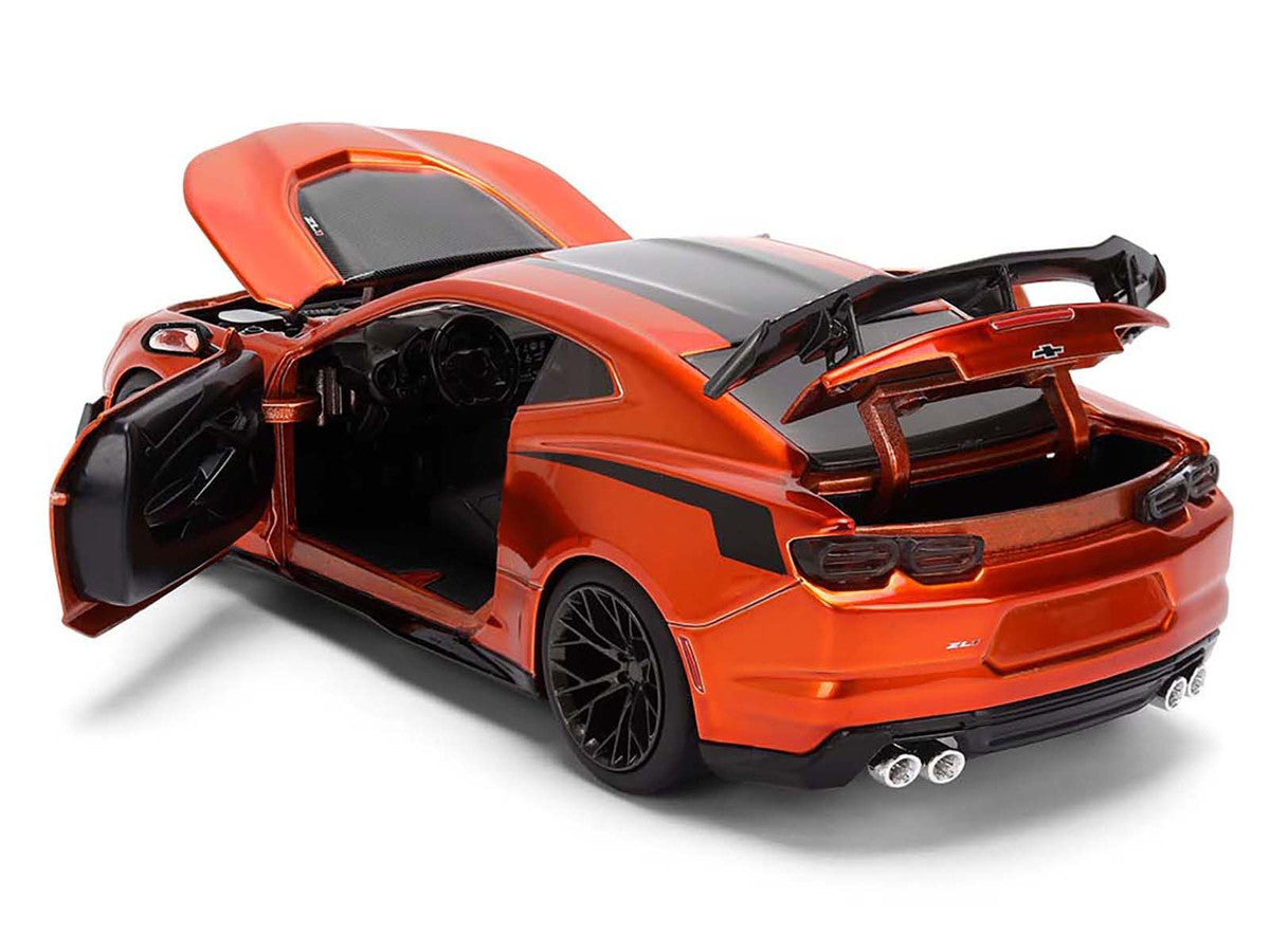 2024 Chevrolet Camaro ZL1 1LE Orange Metallic with Black Stripes "Bigtime Muscle" Series 1/24 Diecast Model Car by Jada