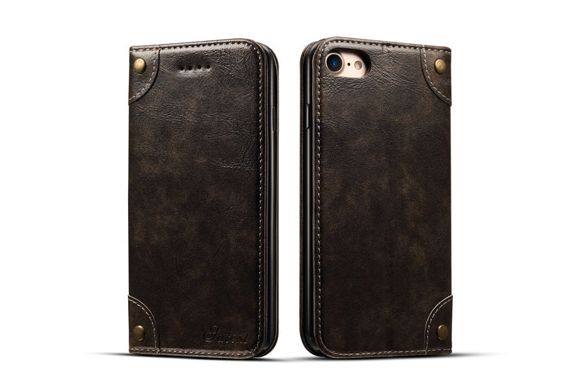 Applicable to iphone8 retro book leather flip wallet iphone 8Plus card mobile phone case