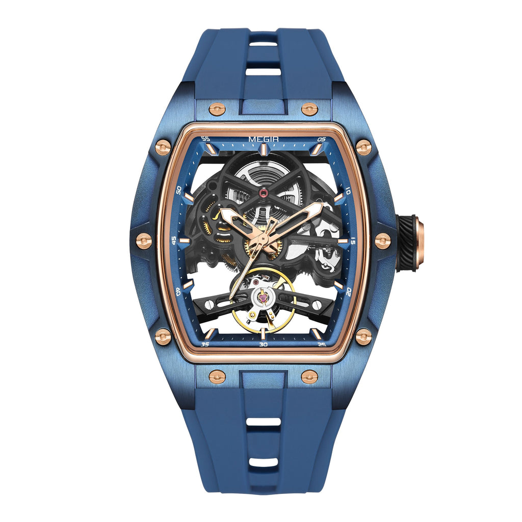 MEGIR Original Fashion Men Watches Automatic Mechanical Watch Steel Case Sport Skeleton Dial Wristwatch Waterproof Clock Reloj Hombre 2242