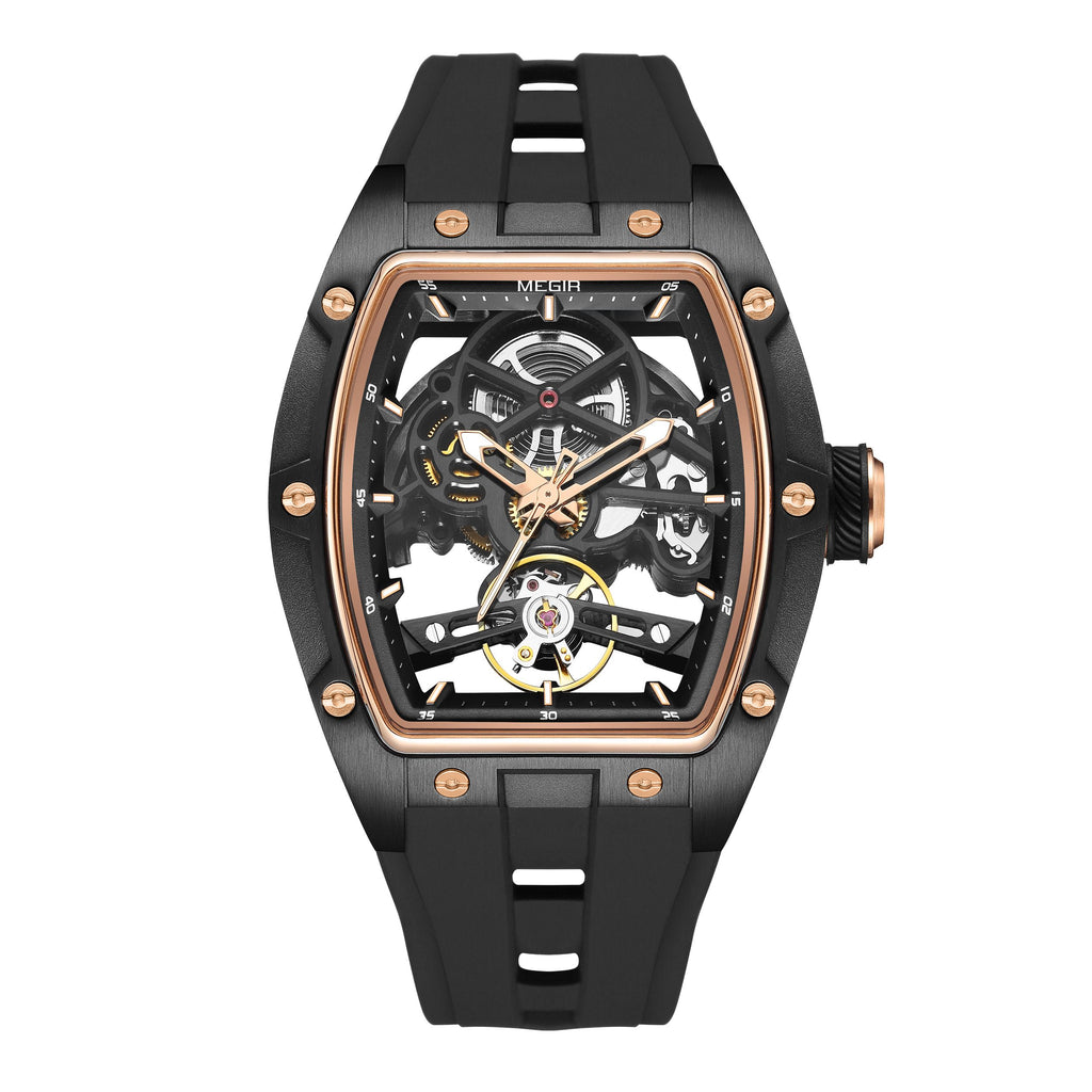 MEGIR Original Fashion Men Watches Automatic Mechanical Watch Steel Case Sport Skeleton Dial Wristwatch Waterproof Clock Reloj Hombre 2242
