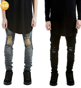 2017 New slim fit men's jeans brand ripped jeans straight men's pants pants wholesale 18