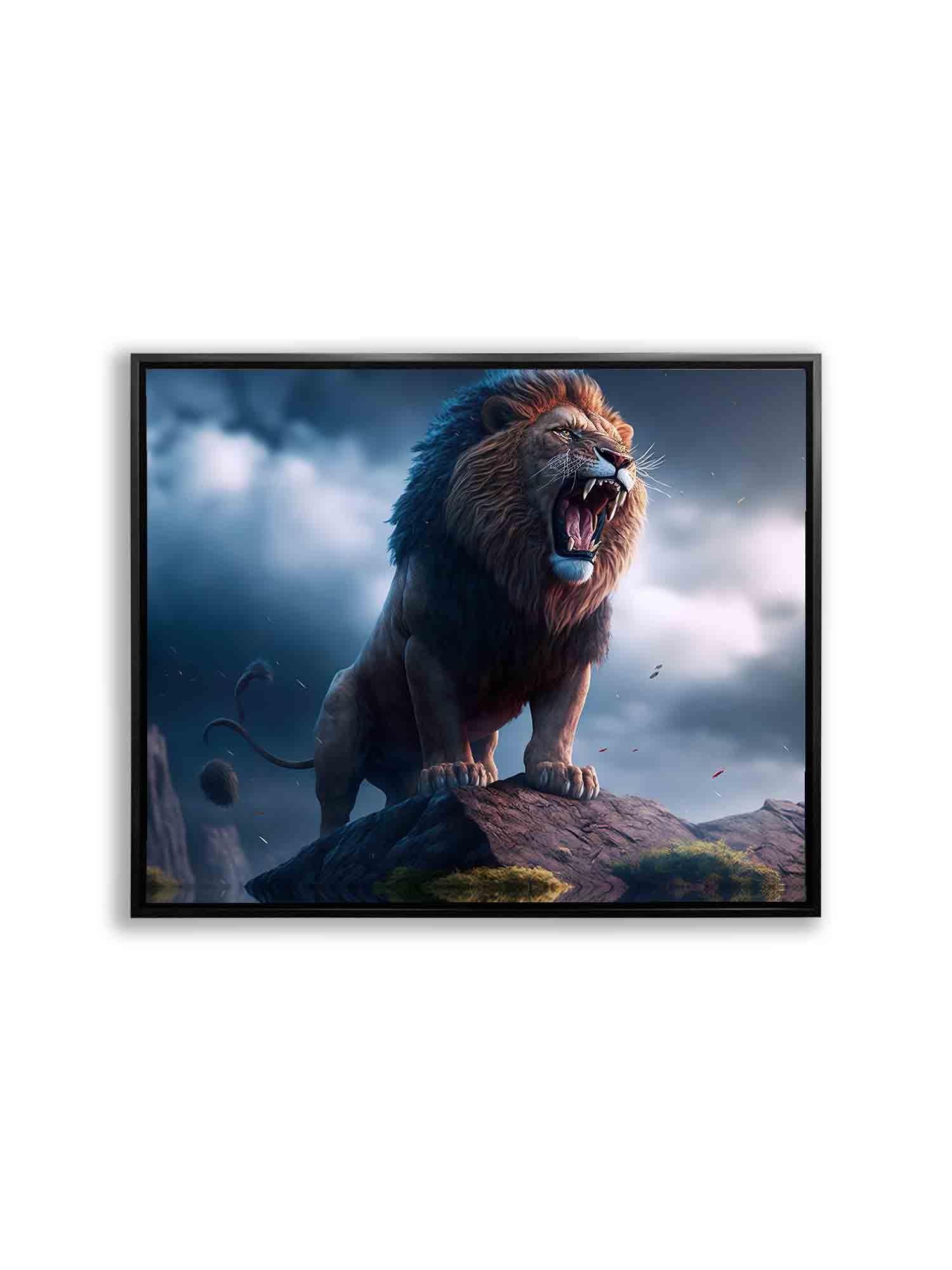 Wildlife Canvas Art-The Lion and the Storm