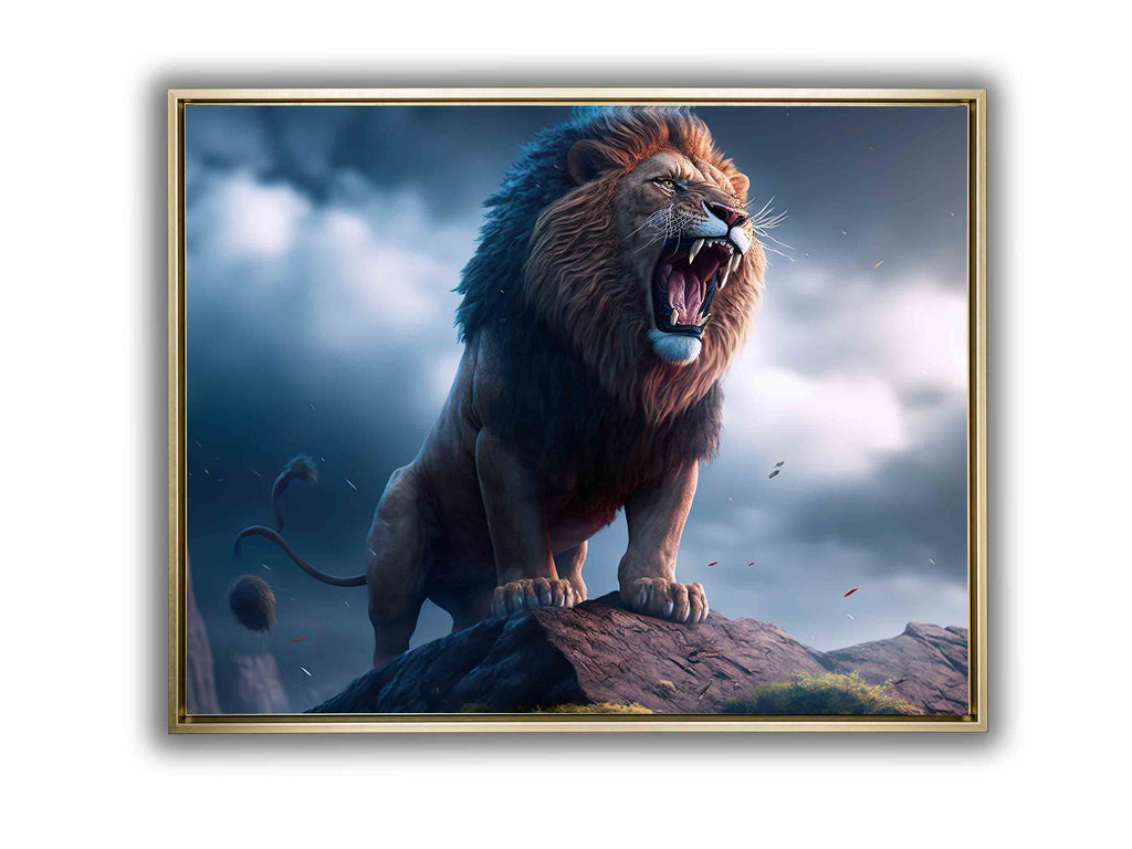 Wildlife Canvas Art-The Lion and the Storm