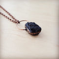 Long Copper Necklace with Black Agate Pendant 261r