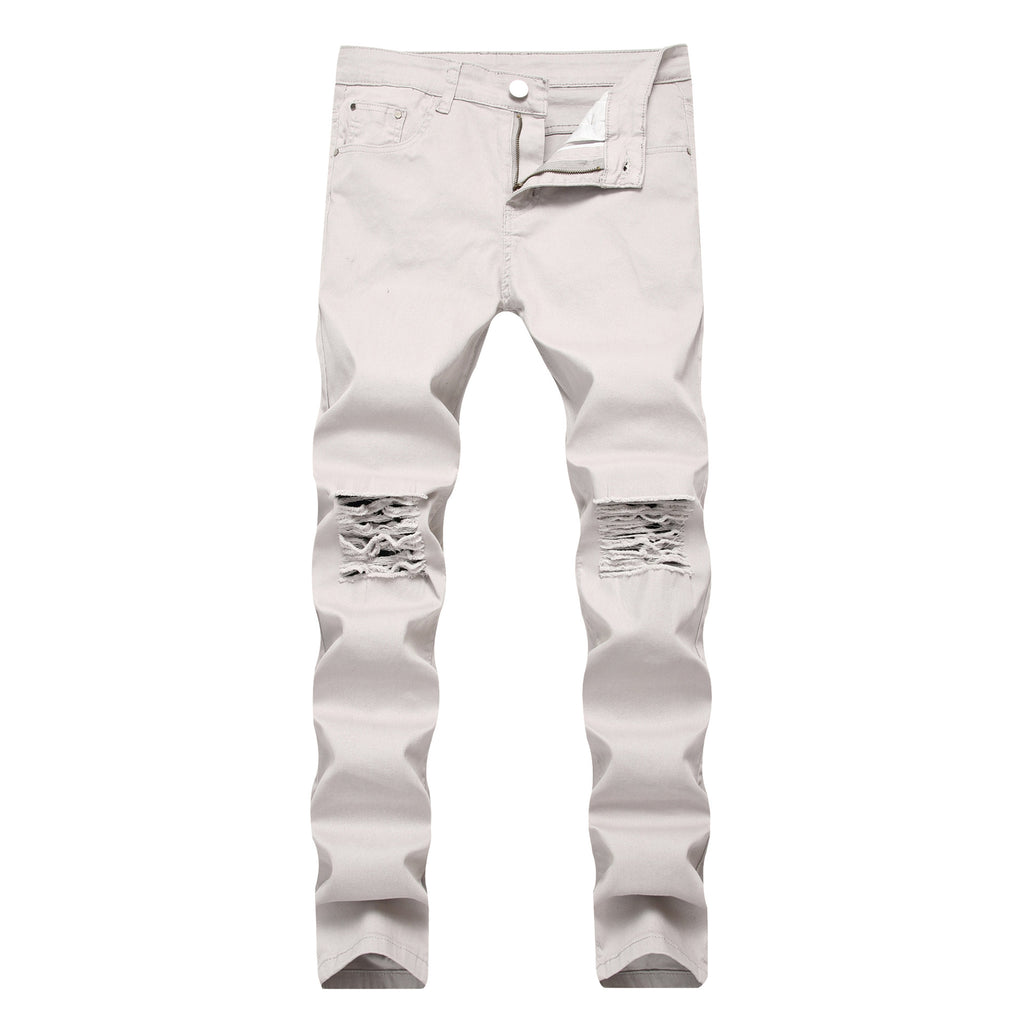 European and American high street style ripped Jeans Destroyed men Jeans skinny stretch men's and women's Jeans