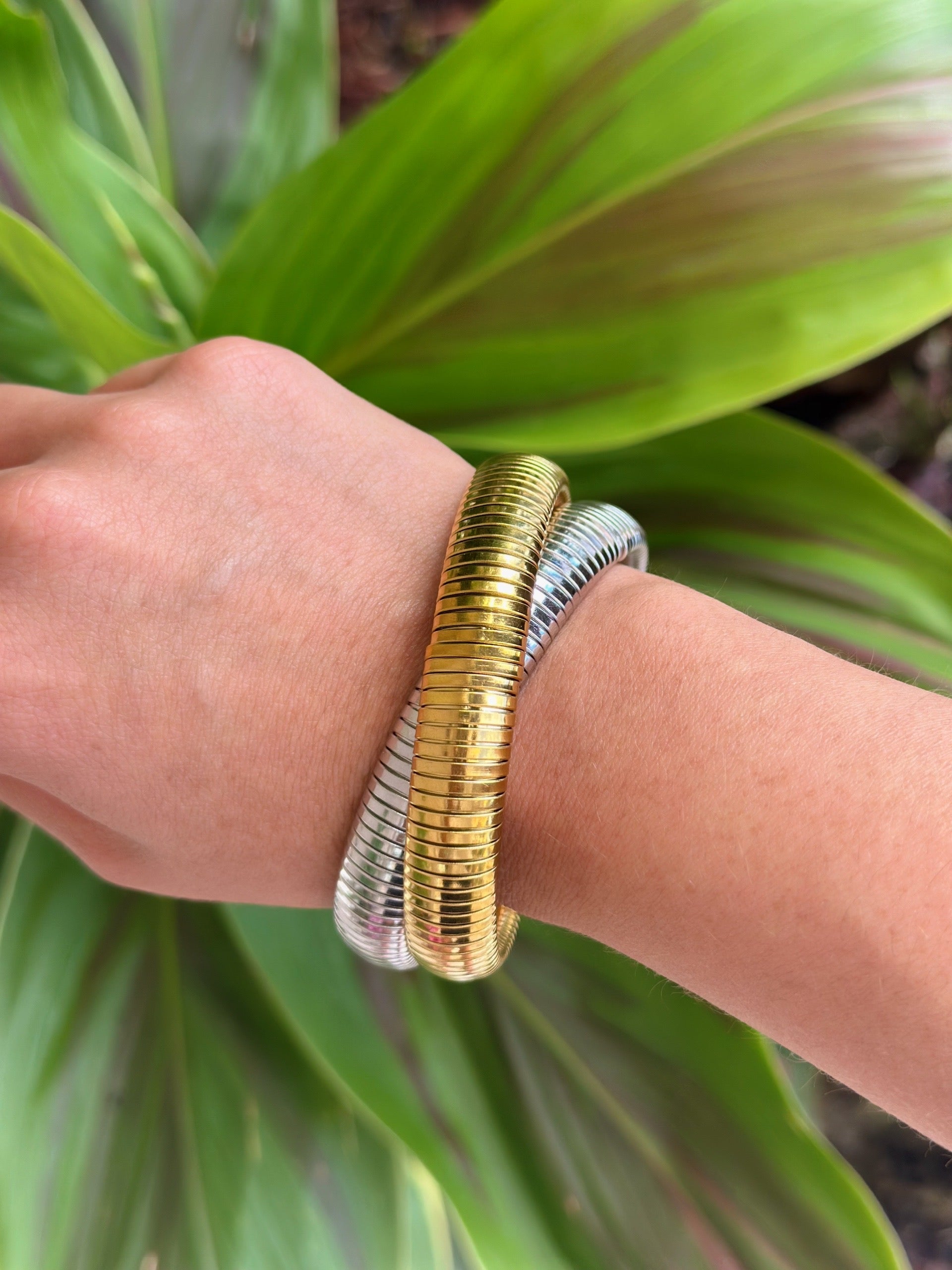 Gold Silver Elastic Bracelet