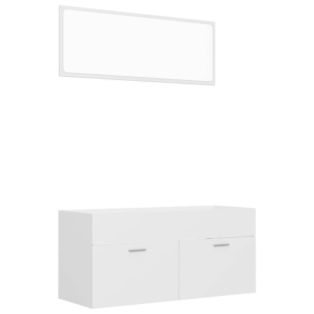 NNEVL 2 Piece Bathroom Furniture Set White Chipboard