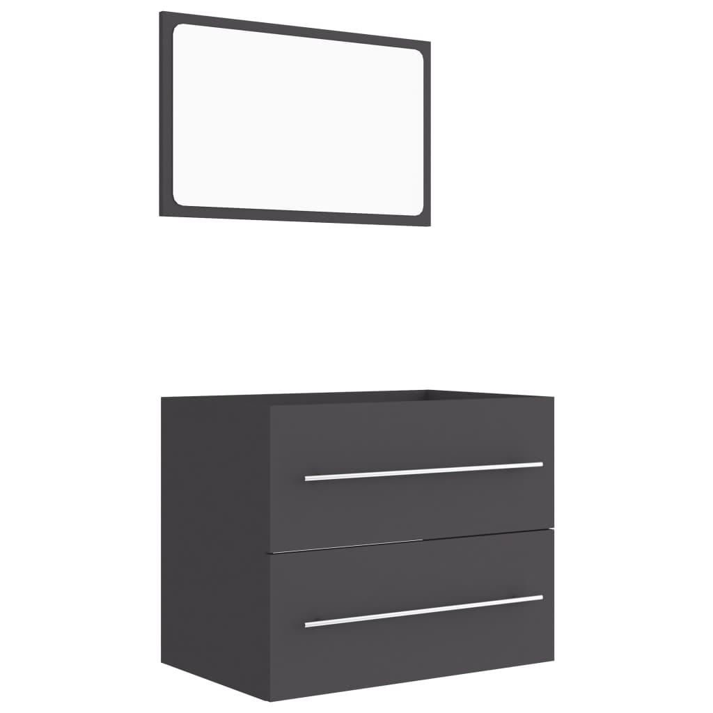 NNEVL 2 Piece Bathroom Furniture Set Grey Chipboard