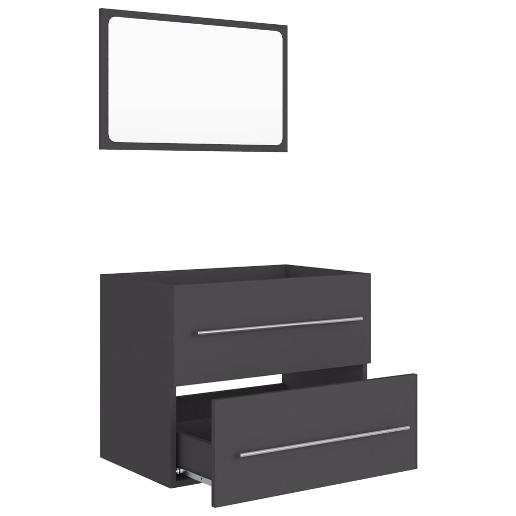 NNEVL 2 Piece Bathroom Furniture Set Grey Chipboard