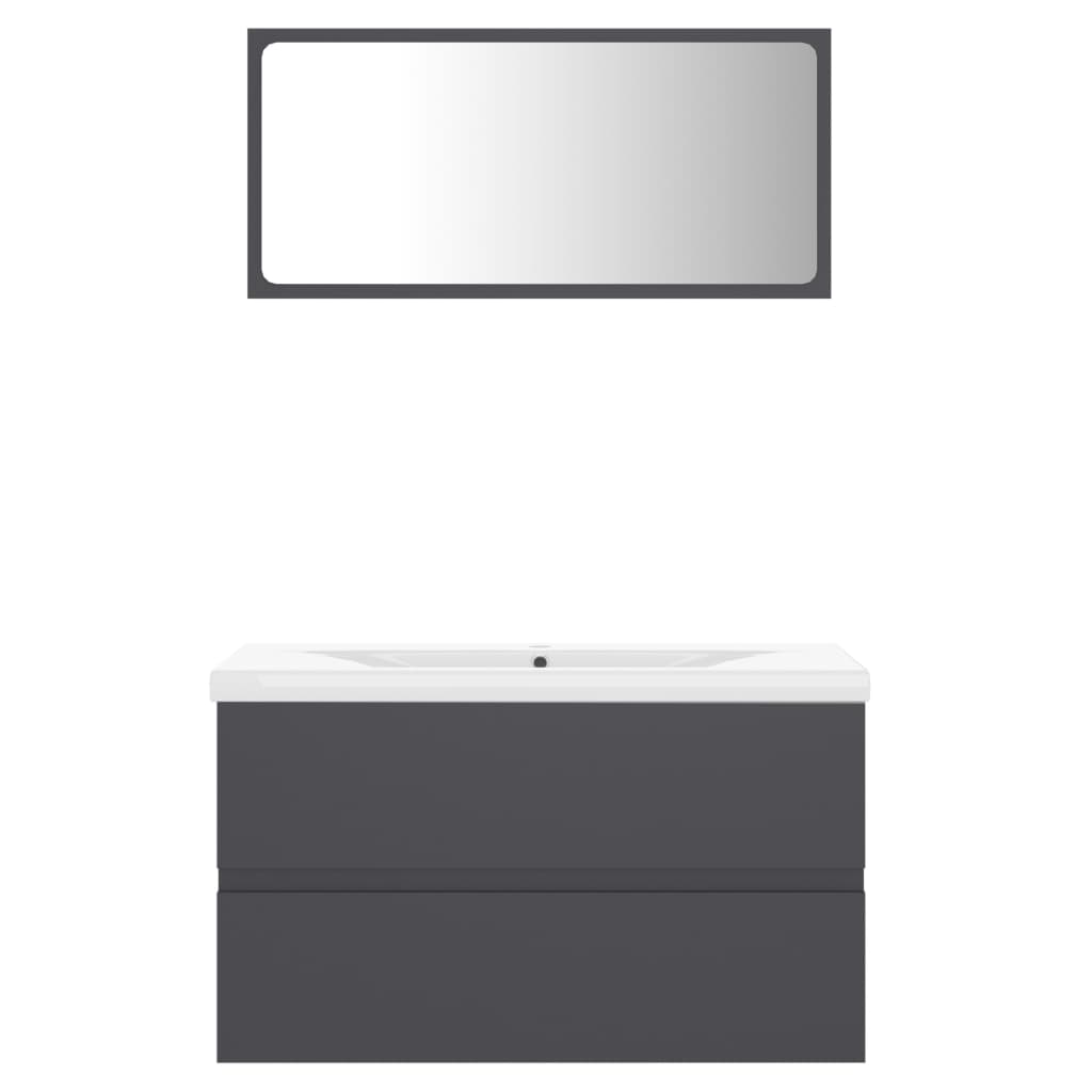 NNEVL Bathroom Furniture Set Grey Engineered Wood