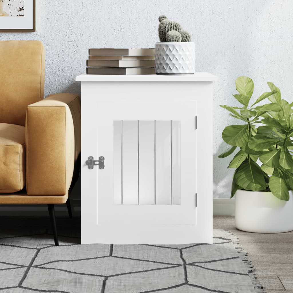 NNEVL Dog Crate Furniture White 55x75x65 cm Engineered Wood