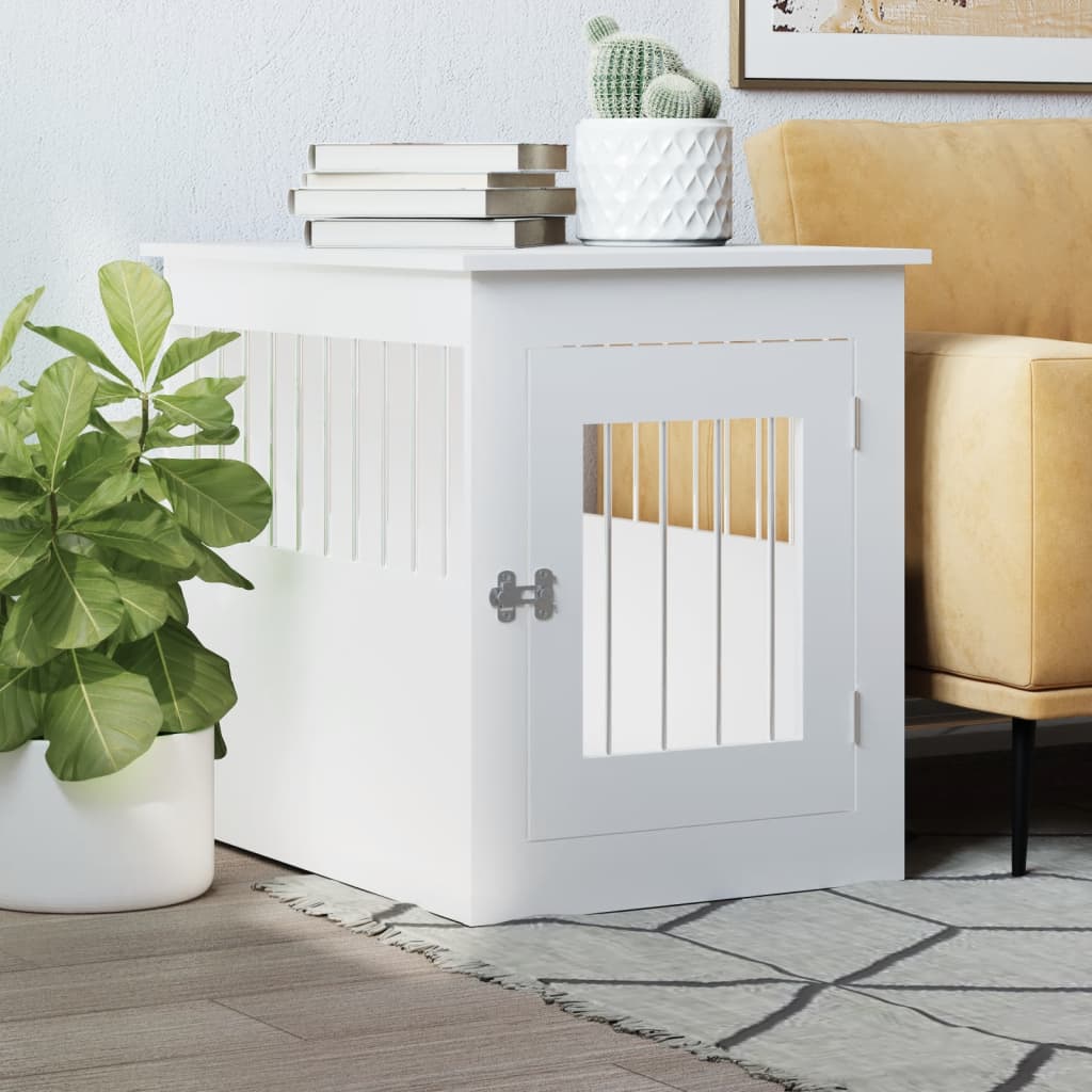 NNEVL Dog Crate Furniture White 55x75x65 cm Engineered Wood