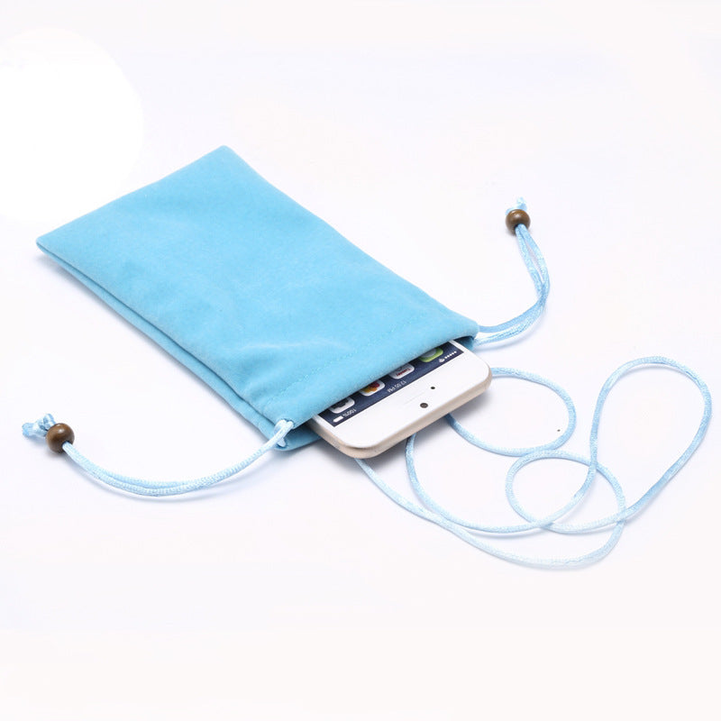Applicable to Apple iphone12 Huawei Samsung S9p universal mobile phone bag flannel bag neck hanging mobile phone protective case