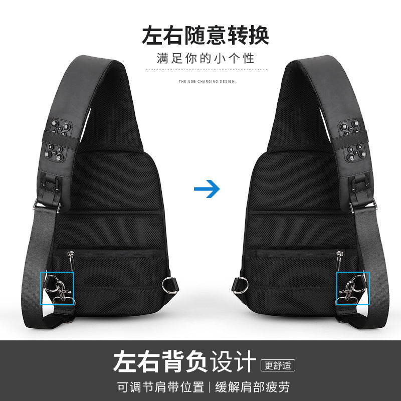 Mark Ryden cross-border new arrival chest Bag Men's multifunctional waterproof shoulder bag business casual USB Messenger bag