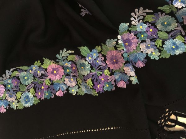 Embroidered Wool Wrap - Spring Bloom