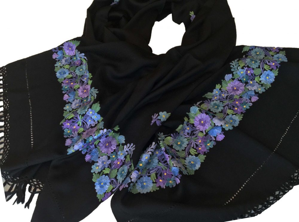 Embroidered Wool Wrap - Spring Bloom