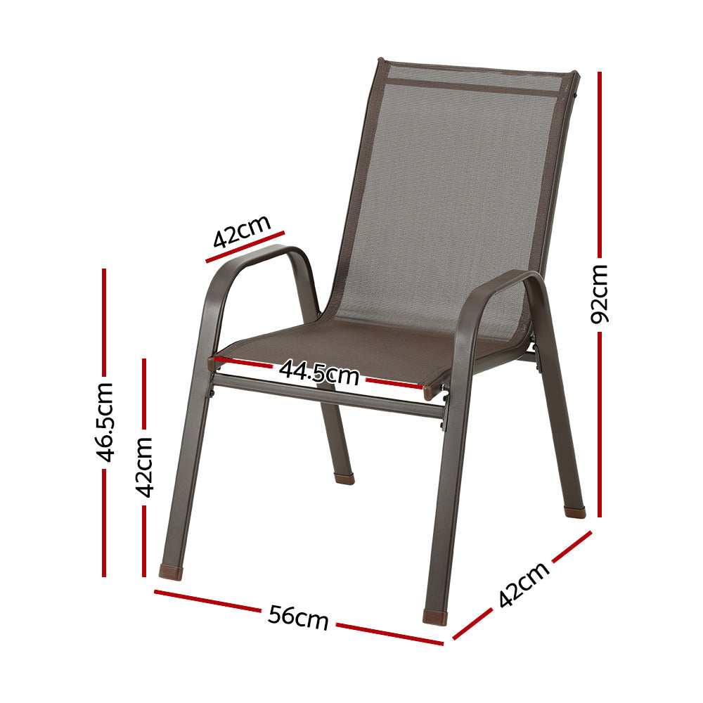 NNEDSZ 6PC Outdoor Dining Chairs Stackable Lounge Chair Patio Furniture Brown